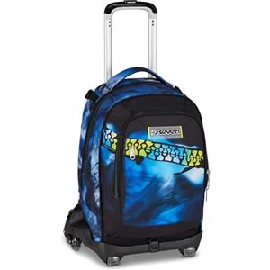 Seven Trolley Scuola Jack 8 Ruote BLU FUSION, Blu, 34 L, Scomponibile, 3 in 1, Tasche multiuso, Tasca portaborraccia, Cross-over System, Barra telescopica, Scuola elementare e media, Bambini, Ragazzi