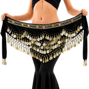 Baisdan Cintura per Danza del Ventre con Monete e Costume con Strass Colorati