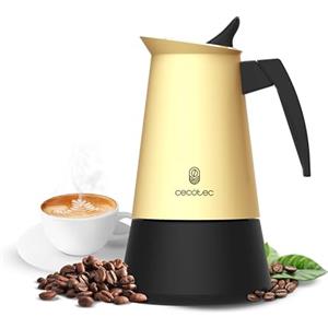 Cecotec Caffettiera Moka Express Piccolina 400 Beige. 200ml, 4 Tazze di Caffè, Acciaio Inox, Adatta Tutte le Superfici, Filtro Premium, Valvola di Sicurezza, Manico Termoresistente, Design Elegante
