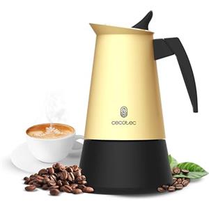 Cecotec Caffettiera Moka Express Piccolina 200 Beige. 100ml, 2 Tazze di Caffè, Acciaio Inox, Adatta Tutte le Superfici, Filtro Premium, Valvola di Sicurezza, Manico Termoresistente, Design Elegante