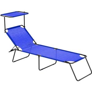 Arreditaly Lettino Prendisole Pieghevole Con Tettuccio Regolabile Parasole Schienale Reclinabile Struttura In Metallo Nero Sdraio Da Giardino Spiaggia Mare Piscina Comfort Outdoor Design Salvaspazio Blu