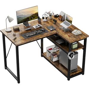 JUMMICO Scrivania Angolare a L 100x80 cm Design Moderno Marrone