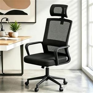 naspaluro Sedia da Ufficio Ergonomica con Supporto Lombare, Poltrona da Ufficio in Rete Traspirante, Regolabile in Altezza di 10 cm, Nero
