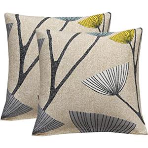 Jaotto Federe Confezione da 2 Federe Cuscini Divano Decorativi Fodere Quadrati Spandex 45x45cm Cuscino Copricuscini per Soggiorno Camera da Letto Casa(Foglie Beige,Set di 2)