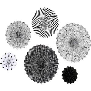 YUNZHISHIYE Set 6 Pezzi Decorazione Di Ventagli Carta,Ghirlanda Di Halloween,Set Di Decorazioni Di Halloween,Ventagli Pieghevoli Appesi Per Feste,Martedì Grasso,Ringraziamento (Nero)