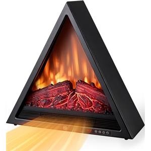 AIRMATE Camino Elettrico Triangolare, 1800W Caminetto Elettrico con Riscaldamento, Effetto Fiamma 3D, Camino Elettrico 4 colori di fiamma, Camino con telecomando, Stufa Elettrica 24H Timer