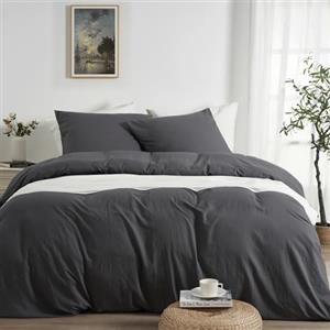 Duvetnova Copripiumino Singolo 135x200 Grigio, Microfibra Prelavata Super Morbida Effetto Cotone, Certificazione OEKO-TEX, 1 Copripiumino 135x200 + 1 Federa 80x80 cm