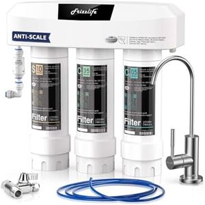 Frizzlife sistema di filtrazione acqua sottolavello, con rubinetto in nichel spazzolato, certificato 0,5 micron a 3 stadi, rimuove il 99,99% di piombo, cloro, cloramina, fluoro, Scale，SP99