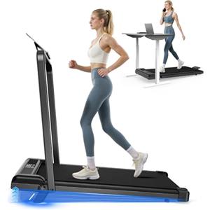 HOMEFITNESSCODE Tapis Roulant Elettrico Salvaspazio 8%, 3 IN 1 Walking Pad Pieghevole, 2.5CV Tapis Roulant Con Inclinazione, Display LED, Carico massimo di 130 kg (Nero intenso)