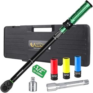Uharbour Chiave Dinamometrica 1/2", Chiave Dinamometrica per Auto 20-230 Nm, Set di Chiavi Dinamometriche con Tre Bussole per Serraggio Dadi Capocorda, Include Adattatore e Barra di Estensione
