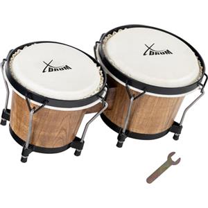XDrum Bongos Club Tobacco, 2 tamburi (macho e hembra), Pelli naturali | Dimensioni bongo: 6 e 7, Legno: betulla, Hardware cromato, Misure (A x L x P): 16, 5 x 40 x 20, 5 cm, Peso: 2, 4 kg