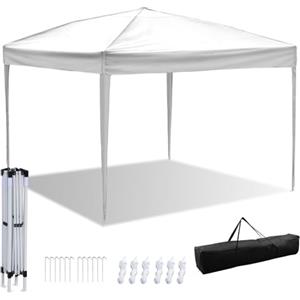 Herrselsam Gazebo 3 x 3 m, impermeabile 3 x 3 cm, resistente all'inverno, resistente ai raggi UV 50 + ad alta densità, gazebo pieghevole, 3 x 3 m, colore bianco