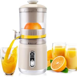 VIHBRAI Slow Juicer Spremiagrumi elettrico senza fili, spremiagrumi con calibro da 110 mm, 3 velocità, spremiagrumi per frutta e verdura, ricaricabile tramite USB, separatore automatico di succo
