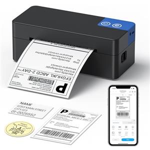 ETIKEZ Stampante termica Bluetooth 4x6 per spedizioni, compatibile DHL/Amazon/Shopify/Etsy/UPS, iOS/Android/Windows/Mac - Nero