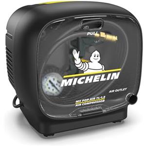MICHELIN, Compressore Portatile SENZA SERBATOIO MX POP AIR TL-1,5, + Kit (Include Tubo in Gomma 3m, Pistola di Gonfiaggio, Ugello Lungo di Soffiaggio, 3 Ugelli di Gonfiaggio), Motore da 1,5 hp