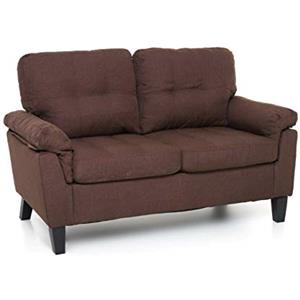 Totò Piccinni Divano Berlino in Tessuto 2 Posti Imbottito, con Braccioli, (L) 145x(P) 78x(A) 95 cm (Marrone)