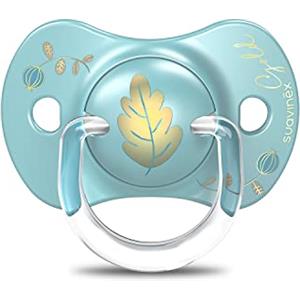 Suavinex Succhietto Gold Edition, per i Bambini 6-18 Mesi, CIuccio con Tettina Piatta e Simmetrica in Silicone SX Pro, Tettina Piatta e Simmetrica, Azzurro