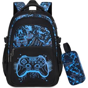 Byitin Zaino Scuola Elementare Fluorescente per Bambino, Zaino Scolastico Ragazzo Grande Capacità con Porta USB e Astuccio, Impermeabile Multiscomparto per Scuola Media