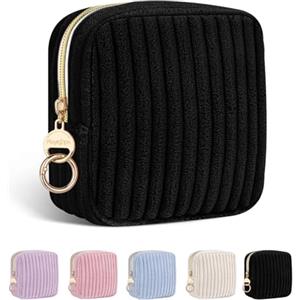 Playexen Porta Assorbenti da Borsa Sacchetti di Pola per Portaassorbenti Igienici per Mestruazioni con Cerniera Pochette Piccola Porta-assorbenti Tampons Portatile Per Donna Ragazza Sacch Regalo(Nero)