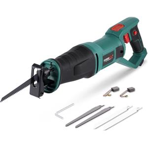 POSENPRO Sega a Gattuccio, POSENPRO 750W Seghetto Elettrico Sega per Maniglia girevole a 180°, 2800 SPM a Velocità Variabile, 20mm di Corsa, 4 Lame di Ricambio per Tagliare Legno e Metallo