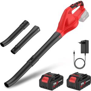 Oamger Soffiatore di Foglie 21V, Soffiatore a Foglie con 2× 3,0Ah Batteria, 800W, 2 Modalità di Velocità, Soffiatore Batteria San Filo 210 km/h, per Giardino, Spolverare e Soffiaggio di Neve