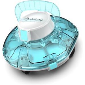 WINNY POOL CLEANER Winny 200 Robot Piscina, Piscina Senza Fili con Batteria, Autonomia 75 Min per Piscine Fuori Terra 60 m², Doppia Filtrazione, Parcheggio Automatico(Blu Semitrasparente)