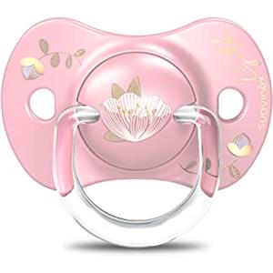 Suavinex Succhietto Gold Edition, per i Bambini 6-18 Mesi, CIuccio con Tettina Piatta e Simmetrica in Silicone SX Pro, Tettina Piatta e Simmetrica, Rosa