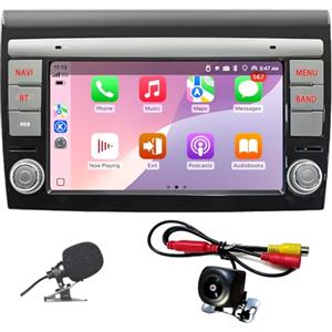 Liulbobu Autoradio 7" Touch per Fiat Bravo 2007-2014, Wireless CarPlay Android Auto, DSP BU32107 4x98W, Bluetooth 5.0 FM AM RDS, Telecamera Retromarcia AHD Inclusa, Compatibile Canbus Comandi Volante Originale