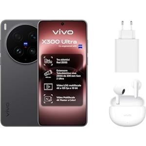 vivo Smartphone X300 Ultra 16GB+1024GB & BUNDLE,Fotocamera ZEISS 200MP (14-35-85 mm), Video 4K 120fps, Display 2K, Batteria 6600 mAh, Snapdragon 8 Elite Gen 5 (Volcano Black, X300Ultra)