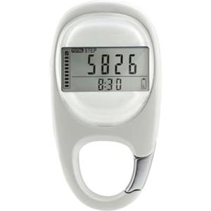 NbgrvB Pedometro 3D con grande schermo LCD - semplice camminata digitale senza bisogno di smartphone - pedometro sportivo portatile con cordino - bianco 7,6 x 4 x 1 cm