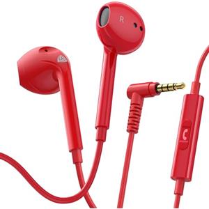 LUDOS ZENITH Auricolari In-Ear Cuffie, Cuffiette con Filo e Microfono, 2 Anni di Garanzia, Cuffie Isolamento Acustico, Cuffiette Cellulare, Jack 3,5 mm per iPhone, Apple, Samsung, Huawei - Rosso