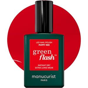 Manucurist Smalto Semipermanente Unghie Rosso Green Flash Poppy Red - Gel Unghie - 12-free, bio-based (84%) - Manicure Professionale - Made in France - 15 ml
