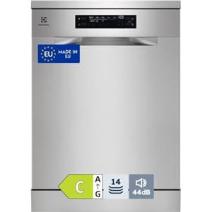 Electrolux ESS68400SX Lavastoviglie Libera Installazione, 14 Coperti, Serie 600 SatelliteClean, Cassetto Posate MaxiFlex, AirDry, ExtraHygiene, SoftSpikes, 850x598x622 mm, Classe C, Acciaio Inox