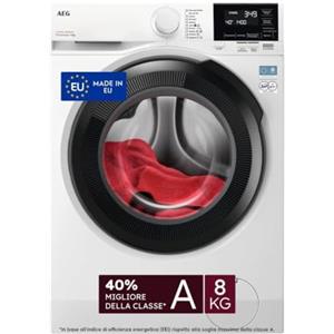 AEG Lavatrice LR7FG84B4 Serie 7000 ProSteam - Carica Frontale, 8 kg, Classe A, 1400 giri, Tecnologia PreciseWash, MixLoad 69min, Programma Hygiene, Display LCD Touch, Bianco