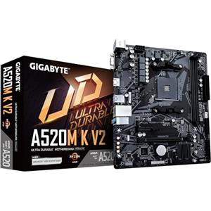 GIGABYTE Scheda madre A520M K V2 - Supporta CPU AMD Ryzen serie 5000 AM4, fino a 5100MHz DDR4 (OC), PCIe Gen3 x4 M.2, LAN GbE, USB 3.2 Gen 1