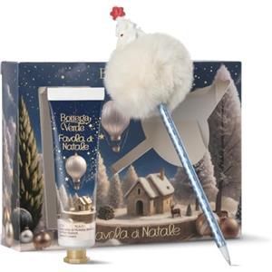 Bottega Verde - Cofanetto Regalo Favola di Natale, con Crema Mani 30 ml e Penna a Sfera Fluffy, Fragranza Muschio Bianco e Fiori Bianchi, Idea Regalo