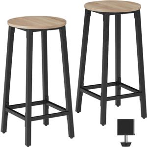 tectake® Set di 2 Sgabelli da Bar, Sgabelli Cucina con Estetica Industriale, Sgabello Supporti in Acciaio Verniciato, Pannello MDF, Piedi Regolabili - 32 x 66 cm - Legno industriale chiaro