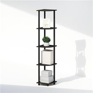 Furinno TURN-N-TUBE Mensola d'angolo, Libreria d'angolo a 5 livelli, Scaffali di stoccaggio aperti, per Organizzazione e Stoccaggio, Soggiorno, Ufficio, Garage, Camera da letto, Espresso Nero