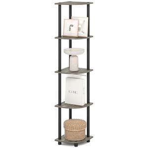 Furinno TURN-N-TUBE Scaffale Angolare, Libreria Angolare a 5 Ripiani, Scaffali di Stoccaggio Aperti, per Organizzazione e Ripostiglio, Soggiorno, Home Office, Garage, Camera da Letto, Rovere Grigio