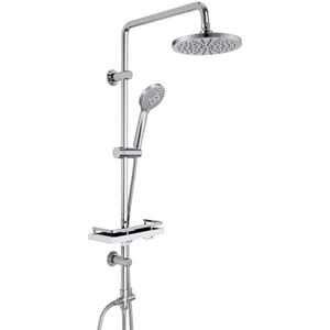 Görbach Colonna Doccia Acciaio Inox senza Miscelatore, Colonna Doccia idromassaggio con Asta Doccia Regolabili e Mensola, Set Doccia a Pioggia con Soffione ABS 20 cm Cromo