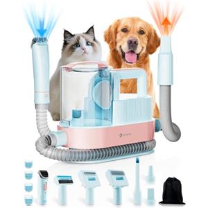 PETGUGU Tosatrice per Cani con Aspirapolvere e Asciugacapelli, Kit Toelettatura Cani e Gatti a Pelo Lungo 7 in 1, 11000 Pa Aspira Peli Animali, Contenitore 2,5 L, Silenzioso ≤62 dB, M1 Pro