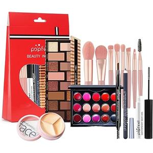 FantasyDay Set di Trucchi, FantasyDay Kit di Bellezza Cosmetici Kit per Occhi, Viso e Labbra - Natale Regalo Xmas Makeup Gift Set con Correttore, Rossetti, Lucidalabbra, Palette Ombretti, Mascara, Trousse, Fard