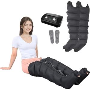 Generic Pressoterapia Linfodrenaggio Professionale, Pressoterapia Linfodrenaggio per Casa con 6 Camere, Apparecchio Massaggiatore per Gambe e Braccia Pancia, Anticellulite (Black2legs, 6 Cavity)
