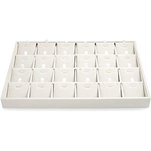 Papten vassoio per gioielli impilabile in iuta, cassetto portagioie, organizzatore di inserti per gioielli a 24 scomparti per collane (beige)