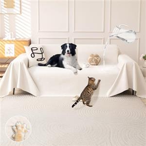 Royhom Copridivano Antigraffio Gatto, Bianco Copridivano Impermeabile per Animali, Copri Divano 2 Posti, Coperta Impermeabile, Anti-gatto, Bianco, 180x260 cm