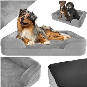 tectake® Lettino per Cani Ergonomico, Cuccia Ortopedica, Bordo Alto, Lettino Cane con Rivestimento in Peluche Impermeabile, Imbottitura in Memory Foam, Antiscivolo - 112x85x18 cm