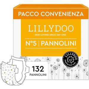 LILLYDOO Pannolini LILLYDOO, taglia 5 (11+ kg), 132 pz, delicati sulla pelle | Extra morbidi, 0% profumi e lozioni, dermatologicamente testati: assicurano un'ottima protezione dalle fuoriuscite