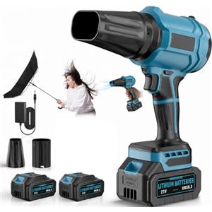 Purova Soffiatore a batteria con 2 batterie da 4,0 Ah, motore turbo da 800.000 giri/min, velocità dell'aria 65 m/s, soffiatore senza fili con regolazione continua e 2 tubi di soffiaggio per giardino