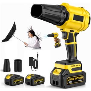 Purova Soffiatore a batteria con 2 batterie da 4,0 Ah, motore turbo da 800.000 giri/min, velocità dell'aria 65 m/s, soffiatore senza fili con regolazione continua e 2 tubi di soffiaggio per giardino