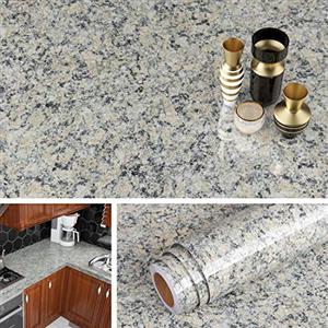 Livelynine Carta Parati Adesiva Granito Top Cucina Piano Lavoro Adesivo Rivestimento Cucina Carta da Parati Adesiva Quarzo Pellicola Granito per Cucine Lavabile Autoadesivo Adesivi Mobili 40CMx2M